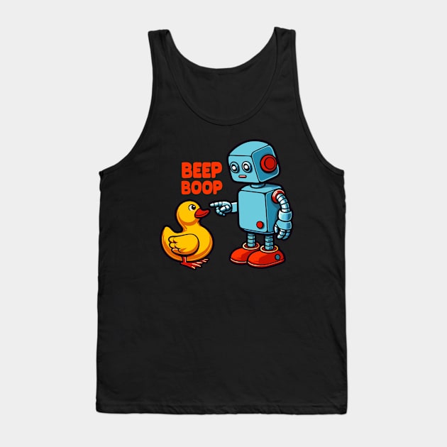 Beep Boop Robot With Duck Tank Top by MoDesigns22 